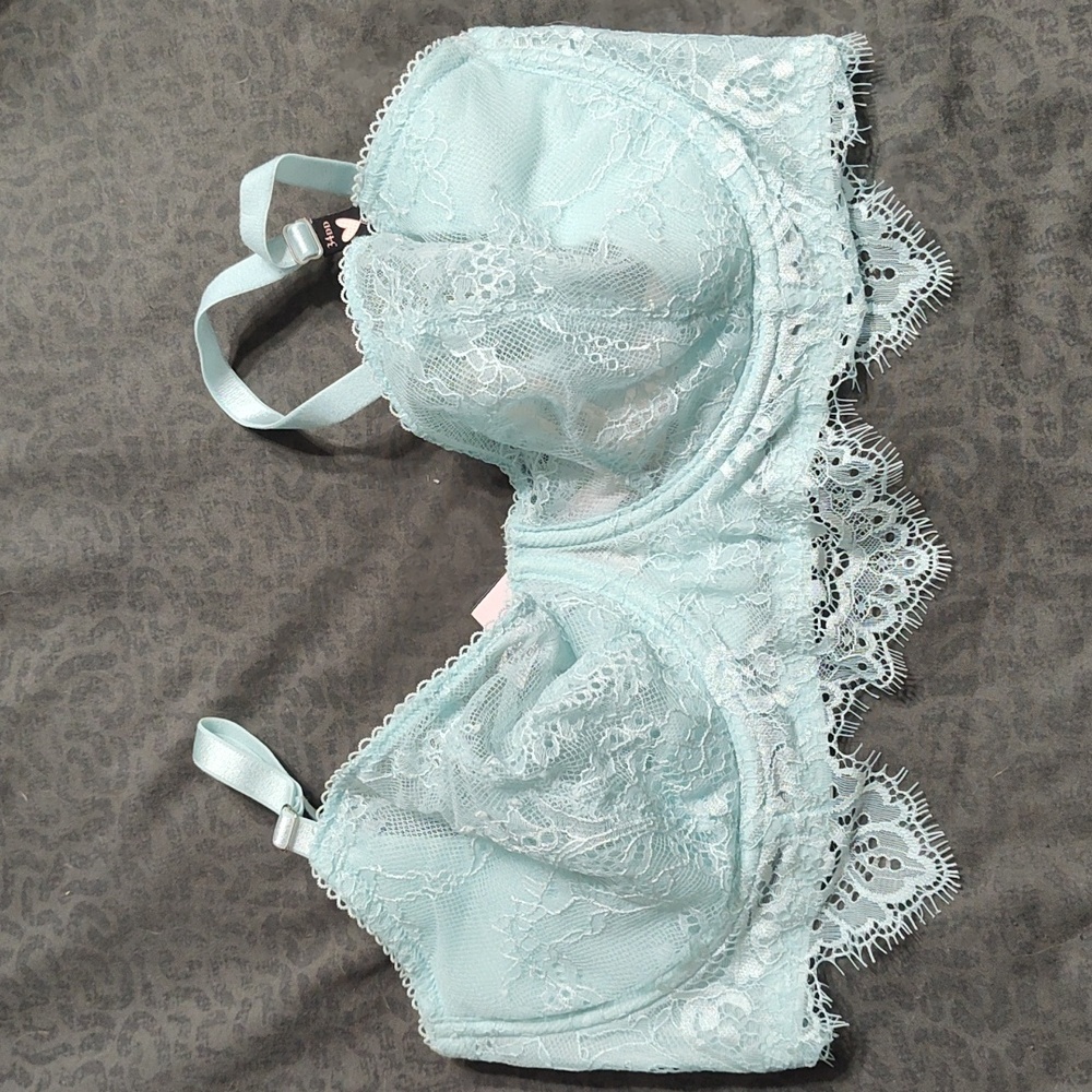 Victoria's Secret Light Blue Lace Longline Bra